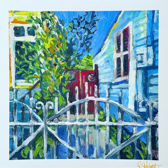 Colorful New Orleans Giclee Art Print, The Red Door, 12x12” inch signed artwork - Picture 2 of 4